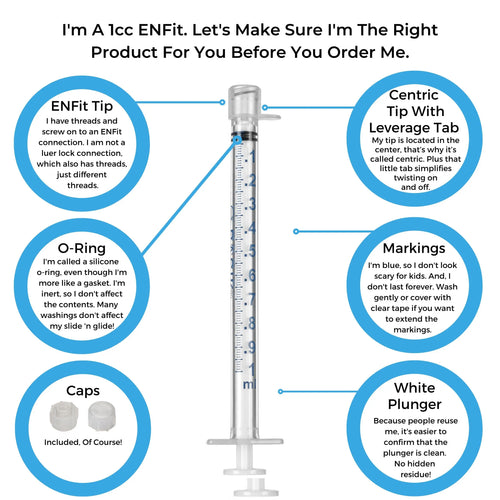BASIK 1cc ENFit Syringe With A Silicone O Ring BASIK