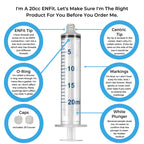 BASIK 20cc ENFit Syringe With A Silicone O Ring BASIK