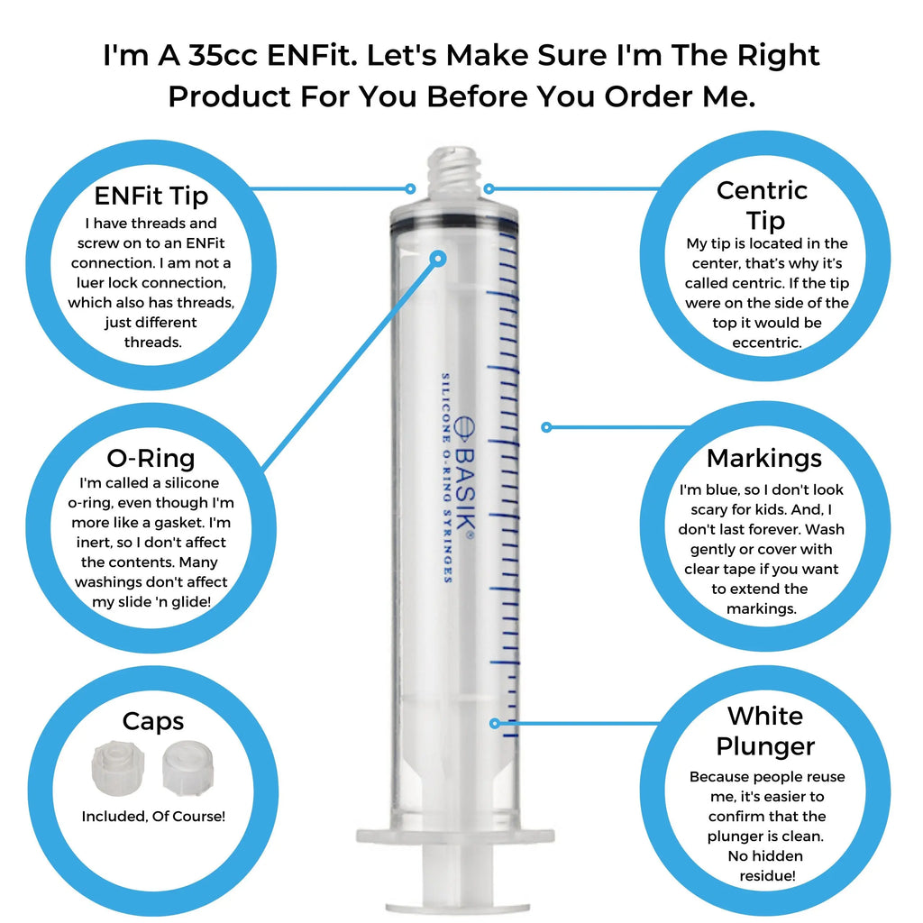 BASIK 35cc ENFit Syringe With A Silicone O Ring BASIK