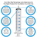 BASIK 35cc Slip Tip Syringe With A Silicone O Ring Reusable BASIK
