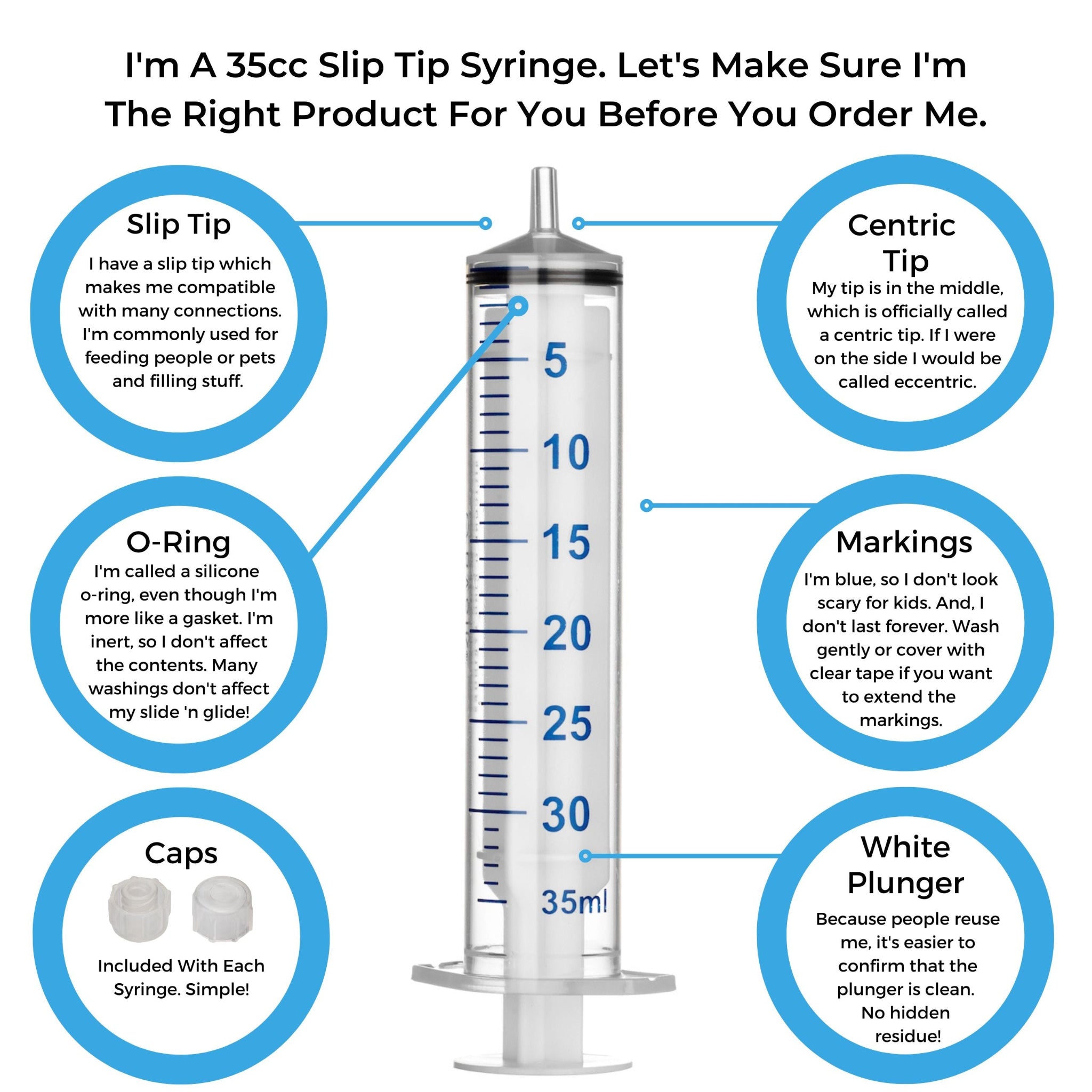 BASIK 35cc Slip Tip Syringe With A Silicone O Ring