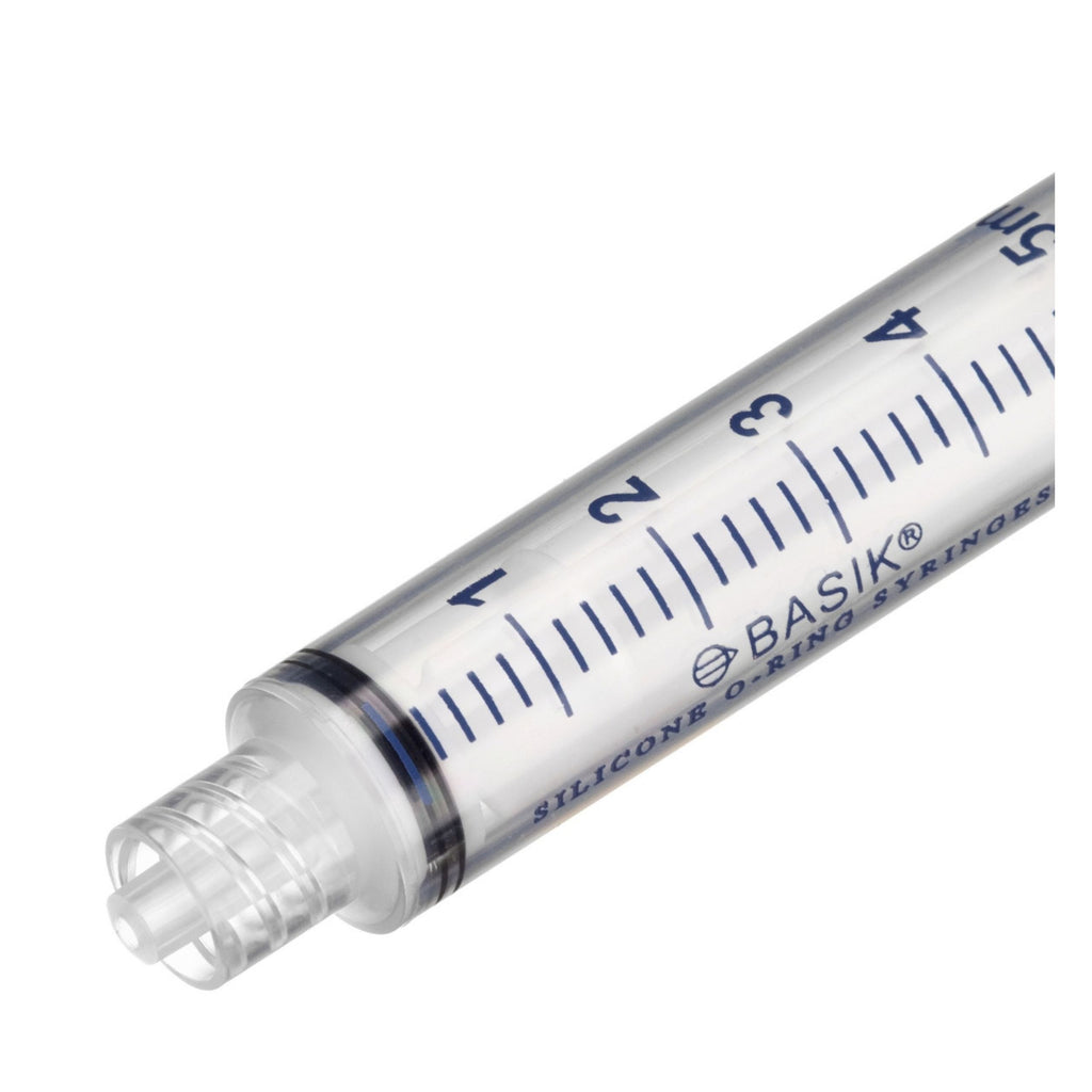 BASIK 5cc Luer Lock Syringe With Silicone O-Ring - Reusable