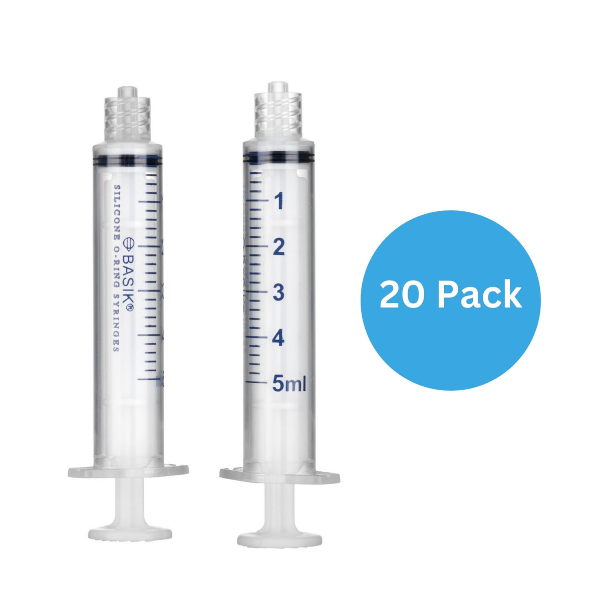 BASIK 5cc Luer Lock Syringe With Silicone O-Ring - Reusable