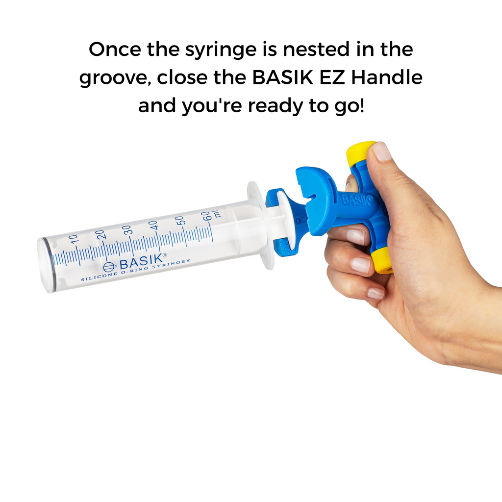 BASIK EZ Syringe Handle - Ergonomic Plunger Grip (2 Sizes Available) BASIK